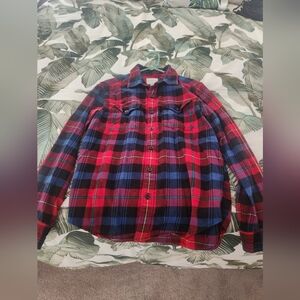 American Eagle Men's Flannel Shirt Classic Fit Red Blue Black Green Plaid sz M